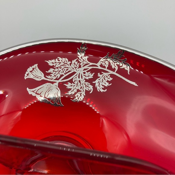 Viking Ruby Red Sterling overlay divided relish dish - Picture 8 of 8